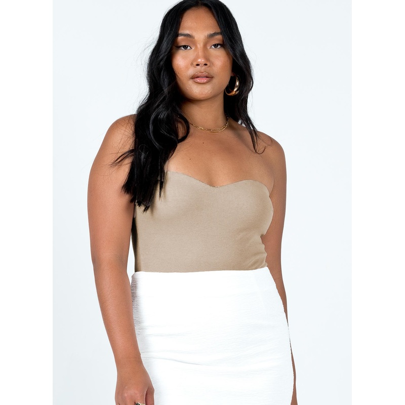 Aston Strapless Bodysuit Beige