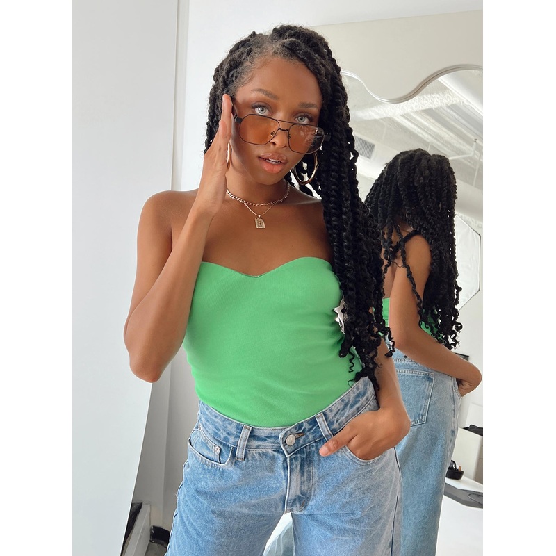 Aston Strapless Bodysuit Green