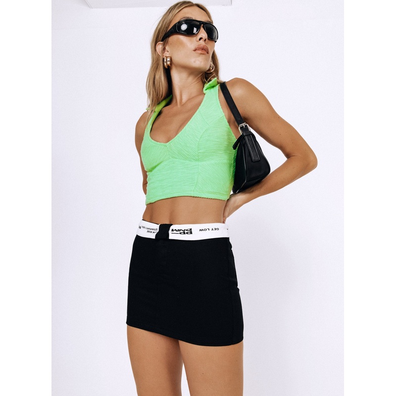 Dava Low Rise Mini Skirt Black
