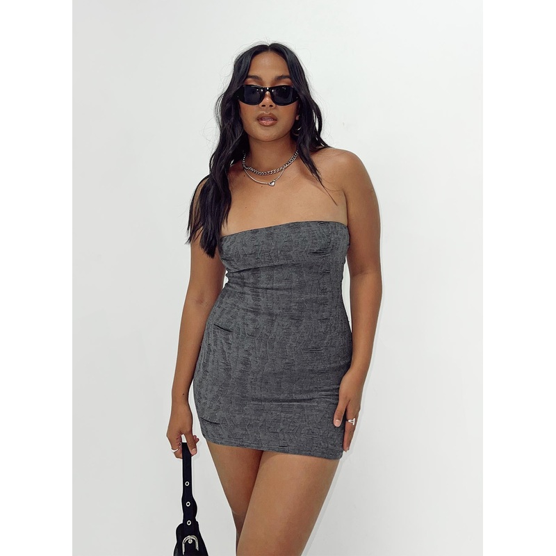 Henty Strapless Mini Dress Grey