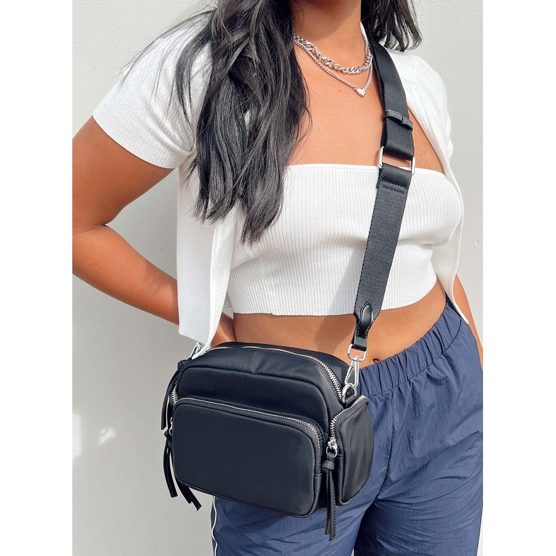 Lonnie Eco Nylon Crossbody Bag Black