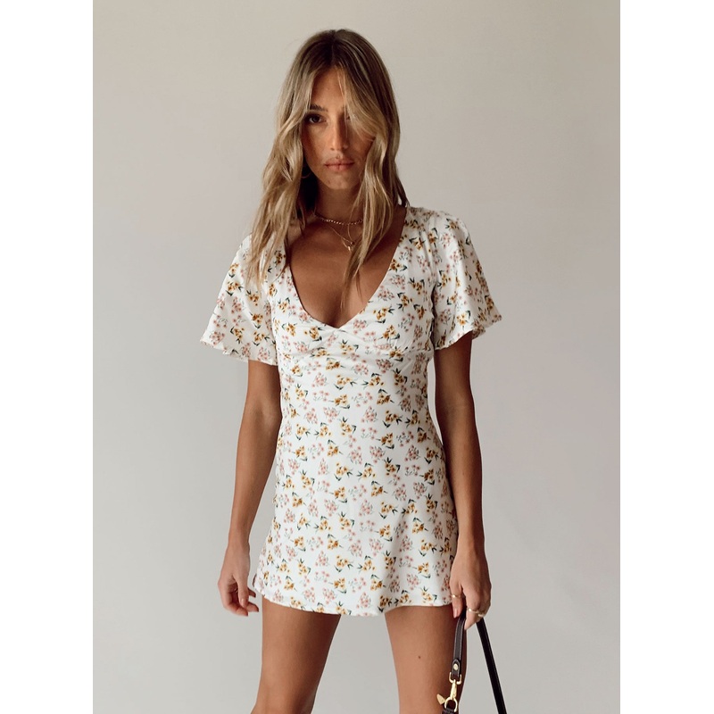 Lucine Mini Dress White Floral