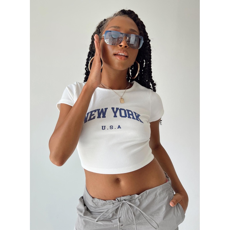 New York Baby Tee White