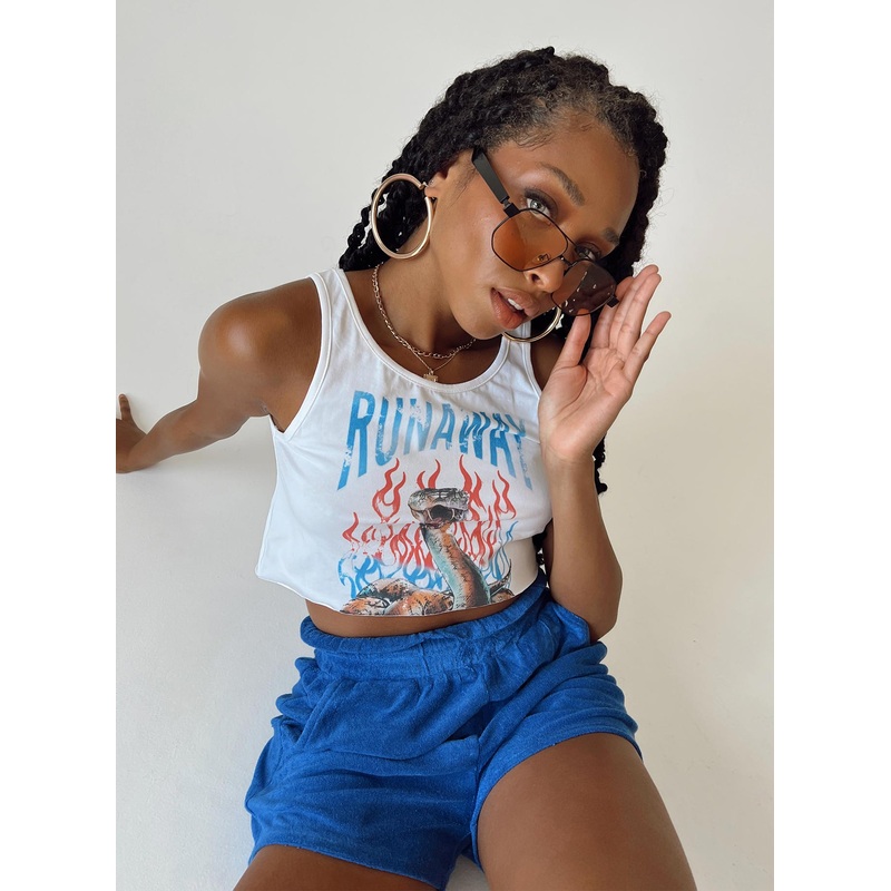 Runaway Graphic Tank Top White