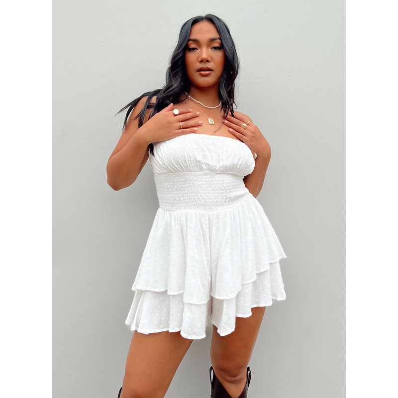 The Love Galore Strapless Romper White