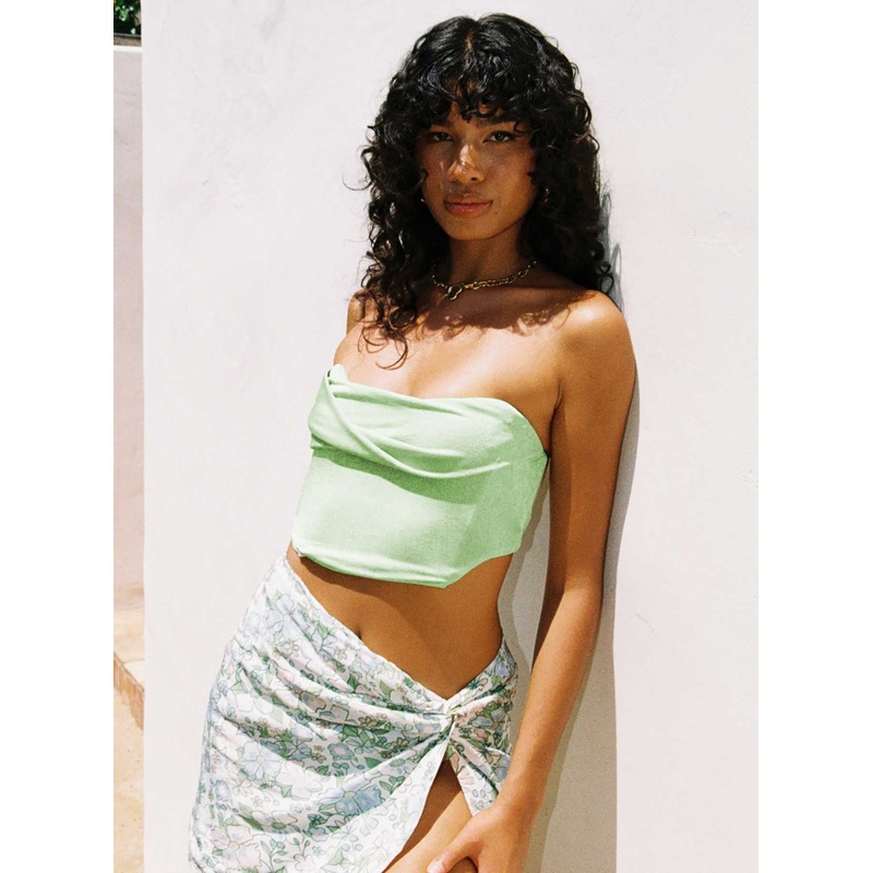 Tiya Strapless Top Green