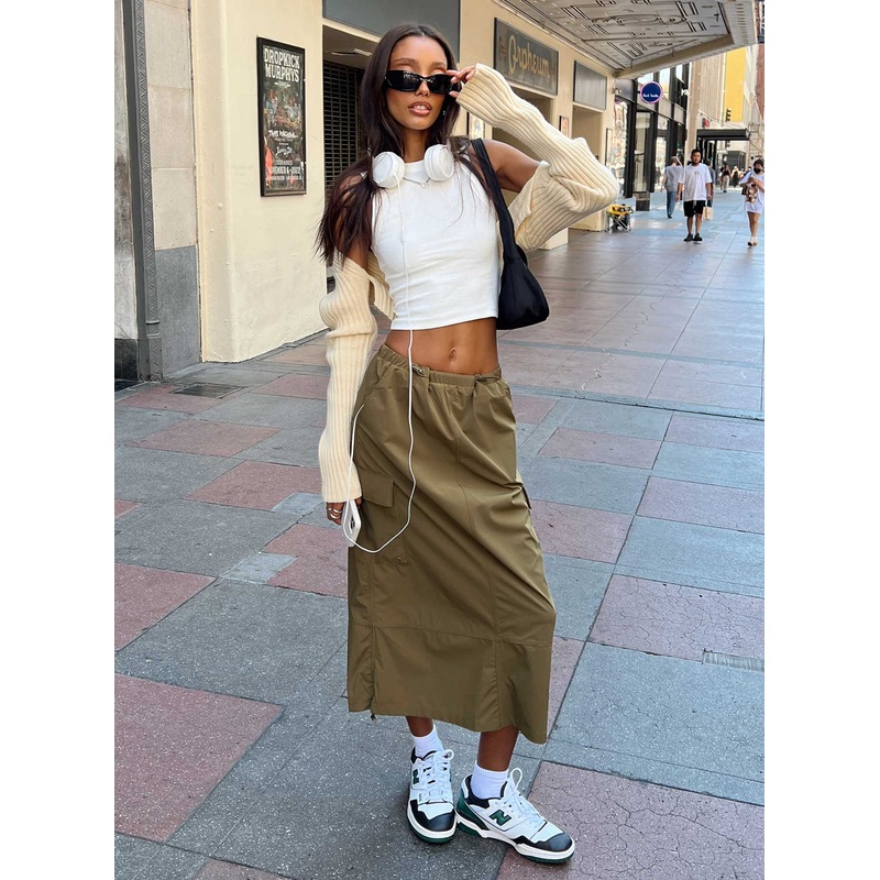 Ferguson Parachute Maxi Skirt Khaki