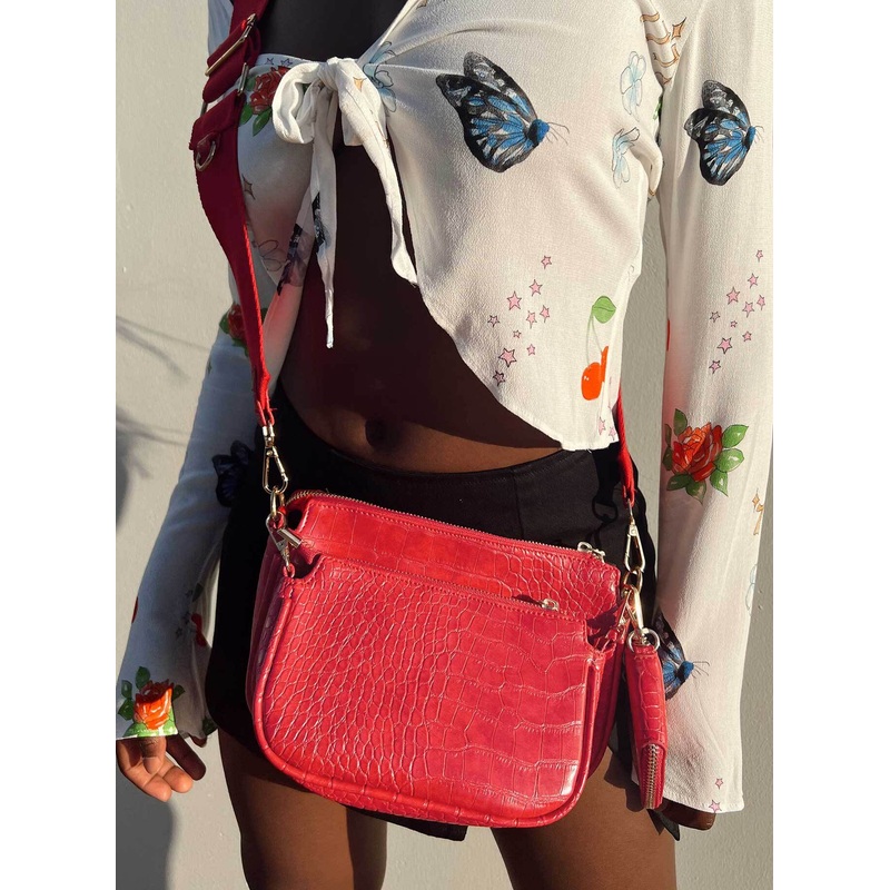Harvey Croc Multi Pocket Bag Red