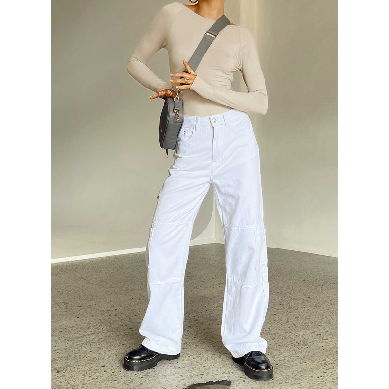 Saffie Wide Leg Jeans White Denim