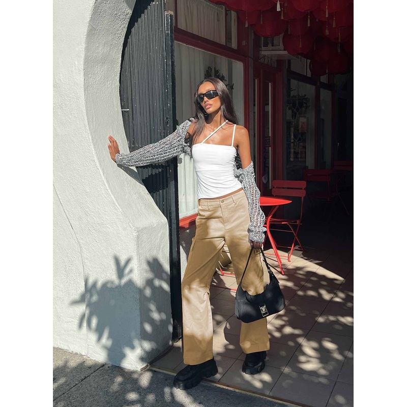 Fallout Mid Rise Cargo Pants Beige