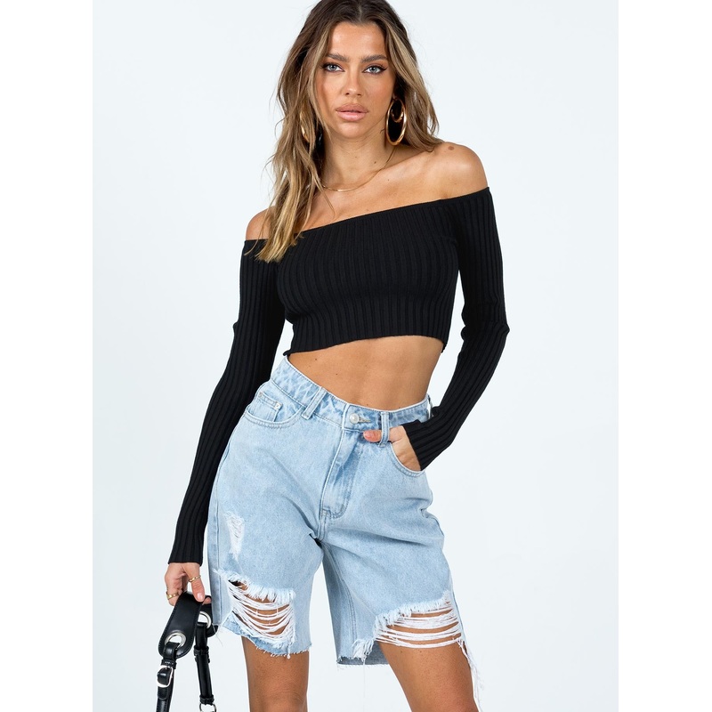 Kya Longline Shorts Denim