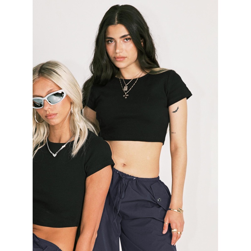 Classic Crop Tee Black Petite