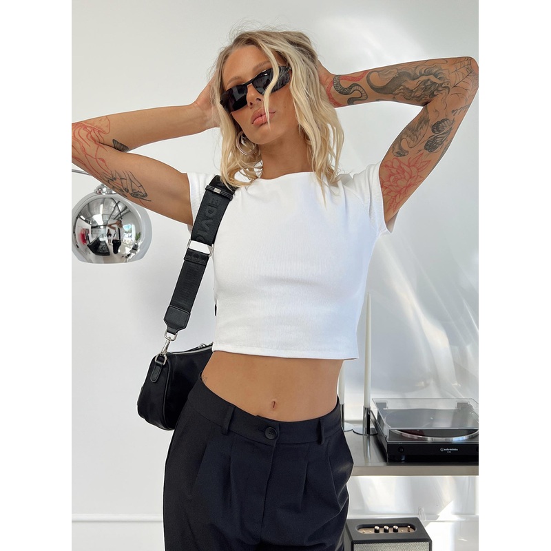 Classic Crop Tee White Tall