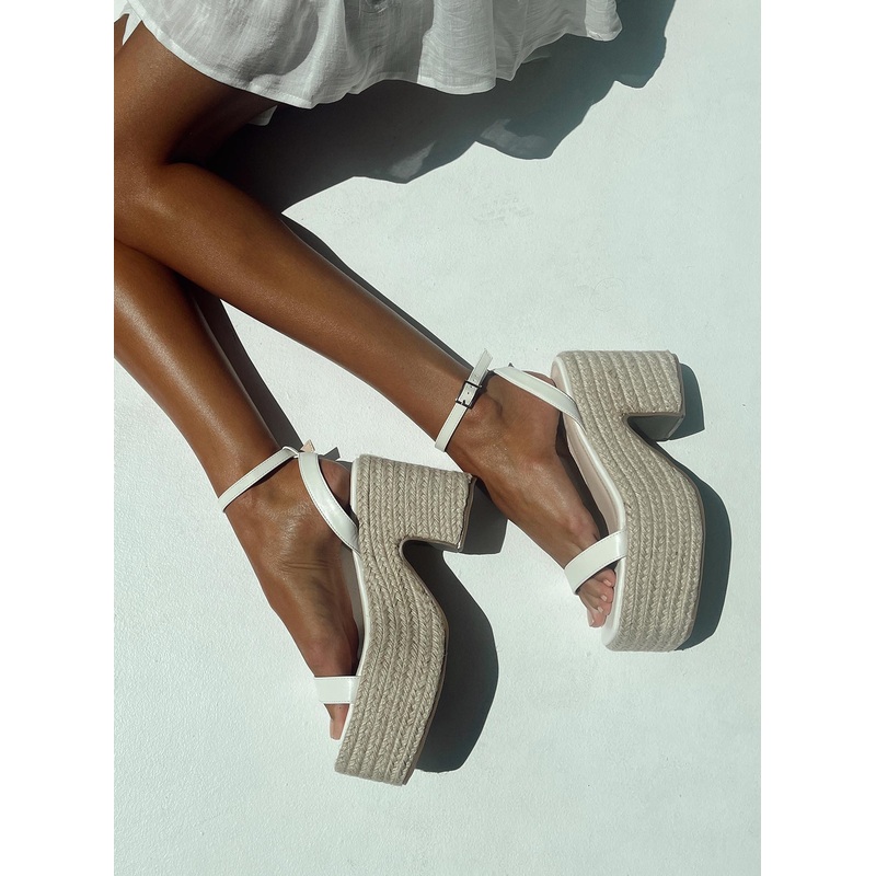 Gianni Espadrille Platform Heels White