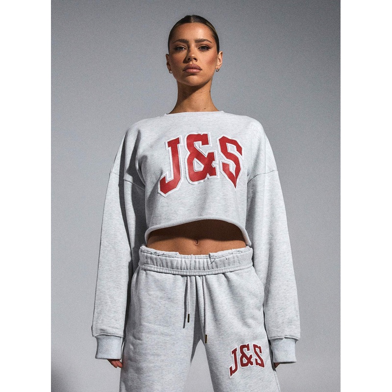 JGR & STN Double Play Cropped Sweatshirt Snow Grey Marle