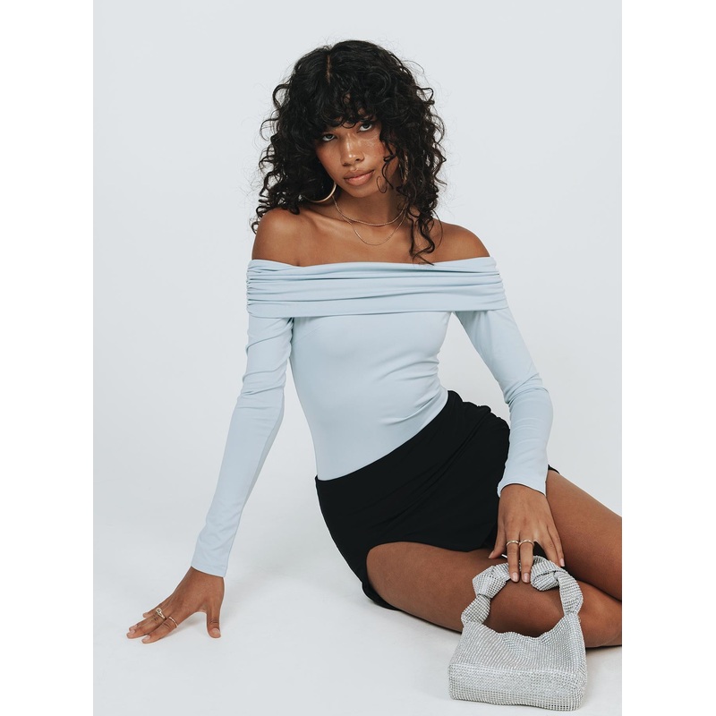 Stocklin Off Shoulder Bodysuit Blue