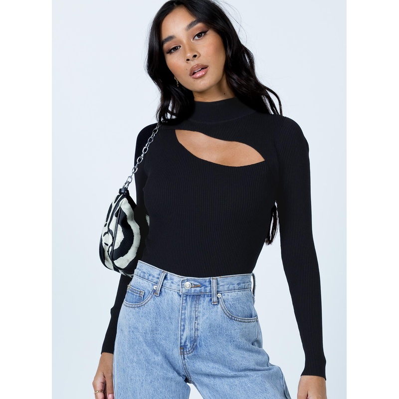 Azalea Long Sleeve Bodysuit Black