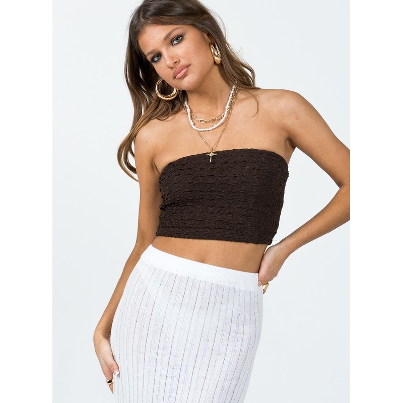 Brae Strapless Top Brown