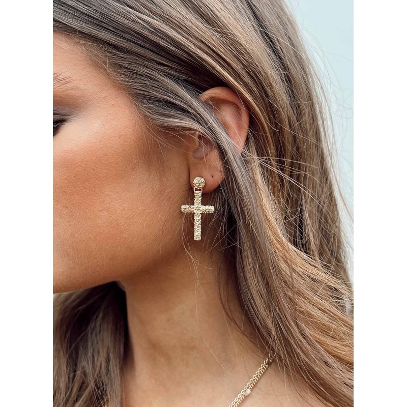 Edwards Cross Earrings Gold