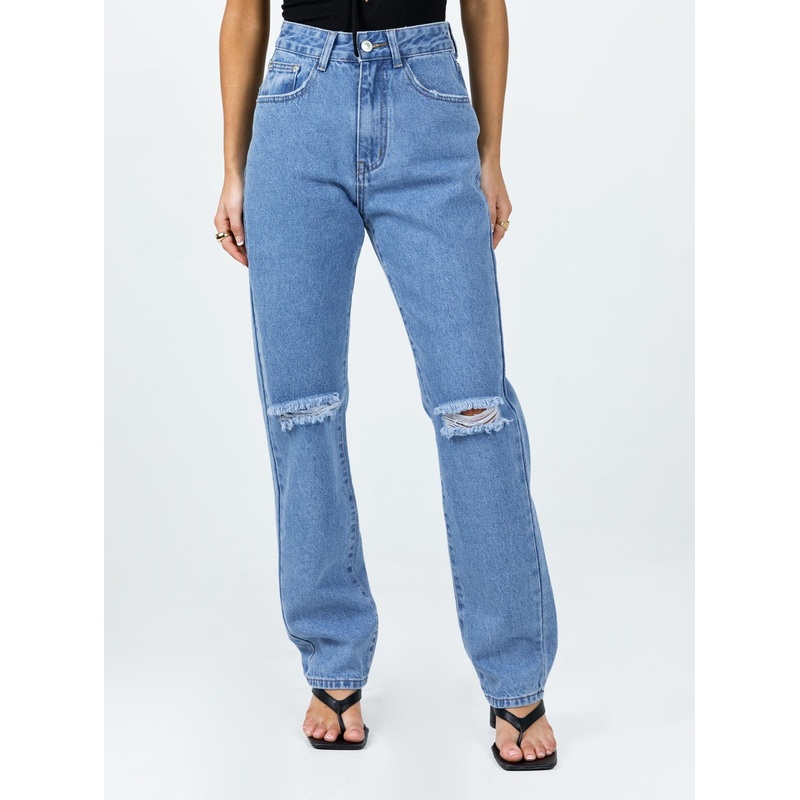 I'm Fine Mom Jeans Mid Wash Denim