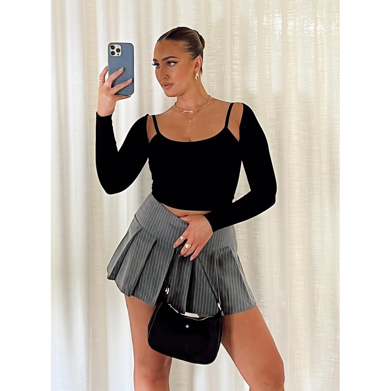 Motel Senona Skirt Pinstripe Grey