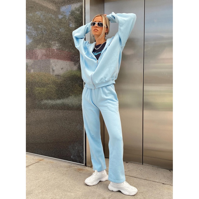 Arya Straight Leg Track Pants Baby Blue