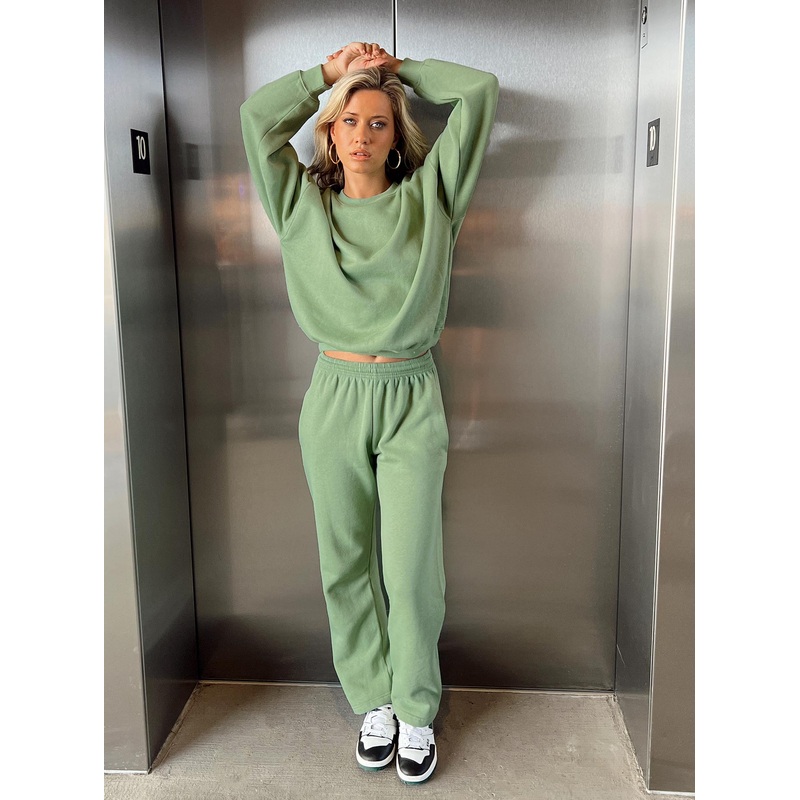 Arya Straight Leg Track Pants Green