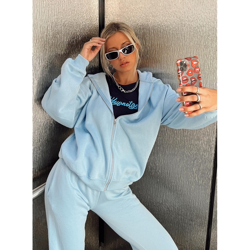 Calder Zip Hoodie Baby Blue