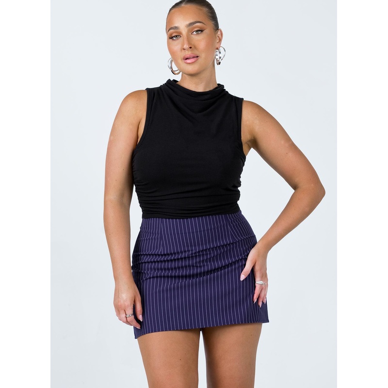 Selby Mini Skirt Navy Pinstripe