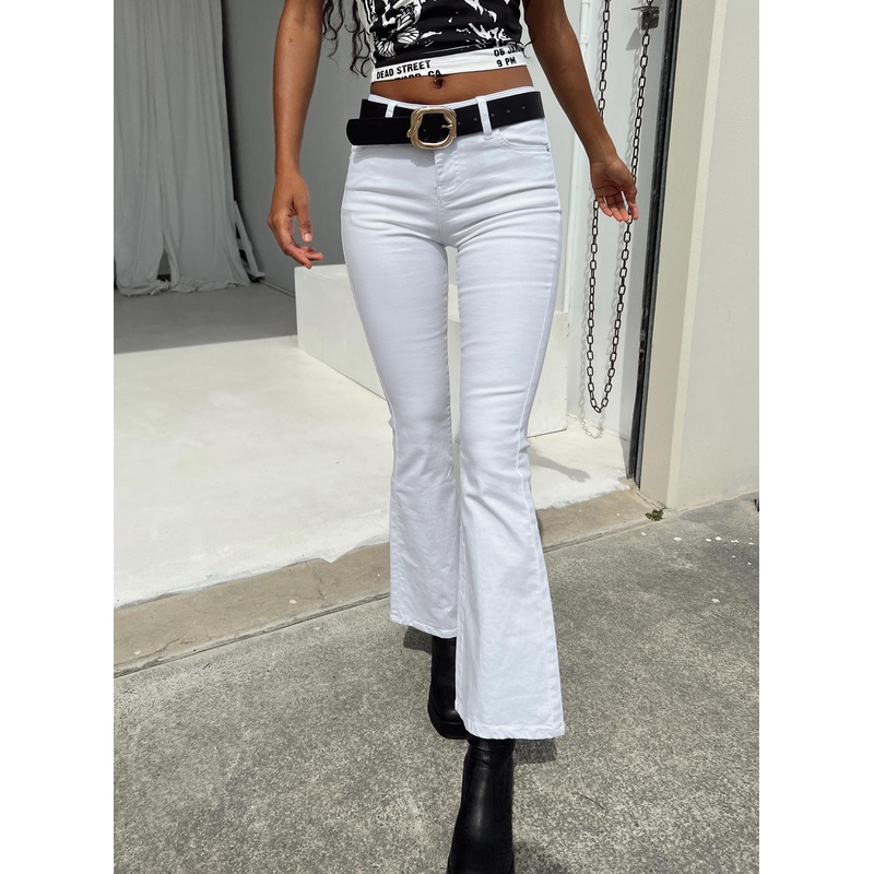The Elle Low Rise Bootcut Jeans White