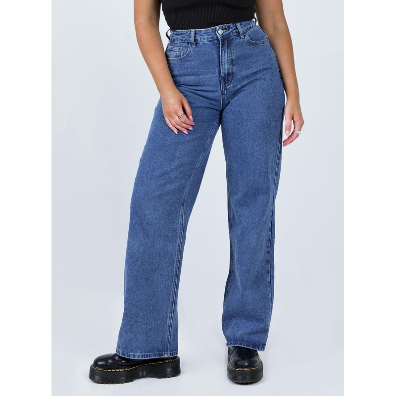 Theore High Waisted Mom Jean Mid Wash Denim