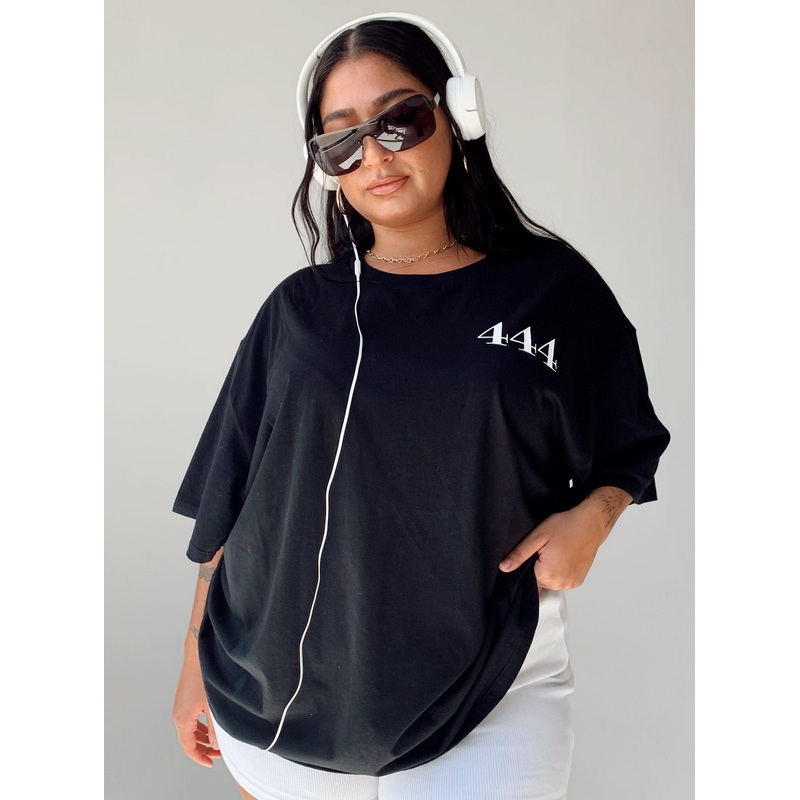 444 Oversize Tee Black Curve
