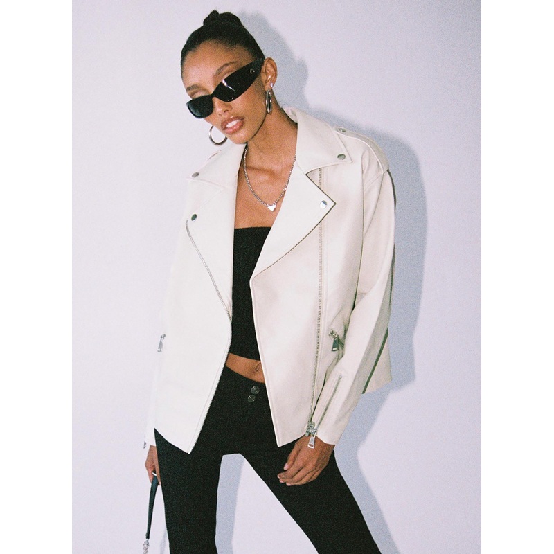 Auburn Faux Leather Jacket Cream