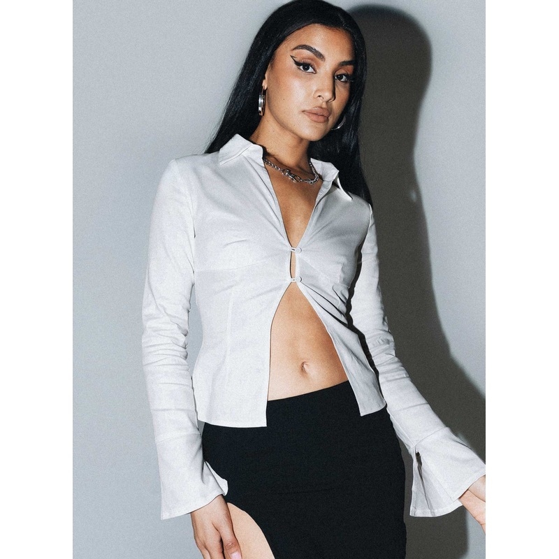 Belshaw Lace Up Back Shirt Ivory