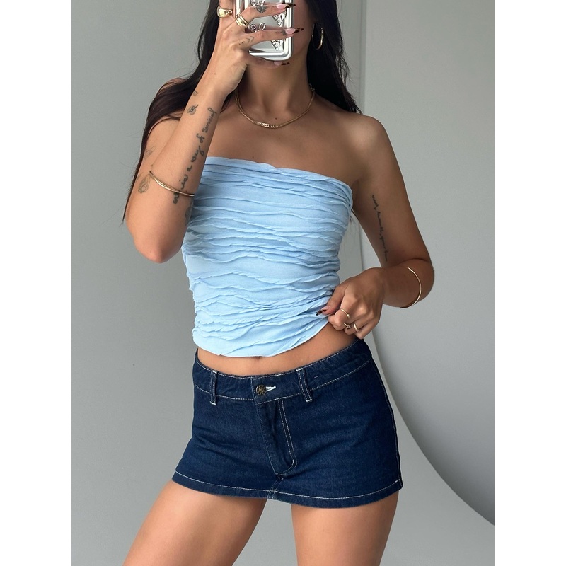 Cecile Strapless Top Blue