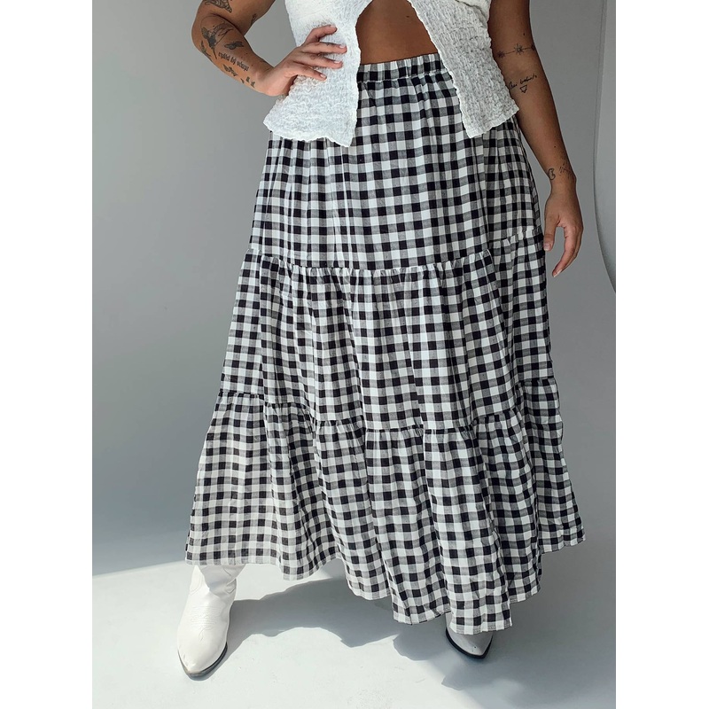 Hale Midi Skirt Black / White Curve