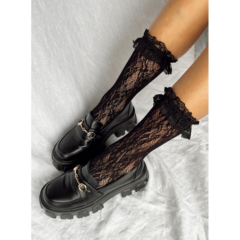 Liani Ruffle Socks Black