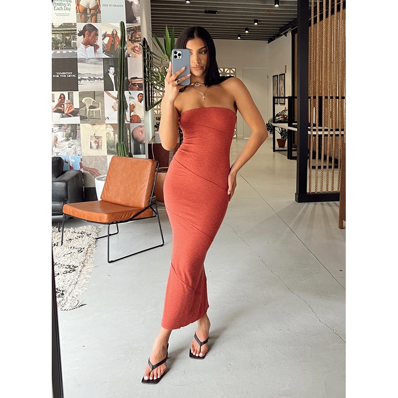 Oscar Midi Dress Rust