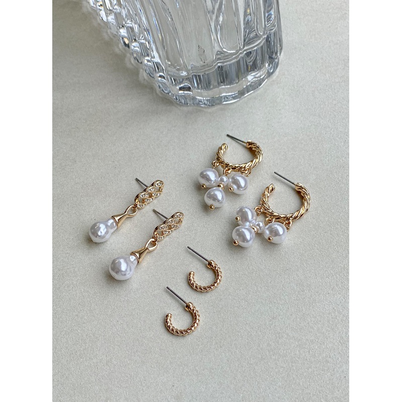 Pennard Pearl Earring Pack Gold / White