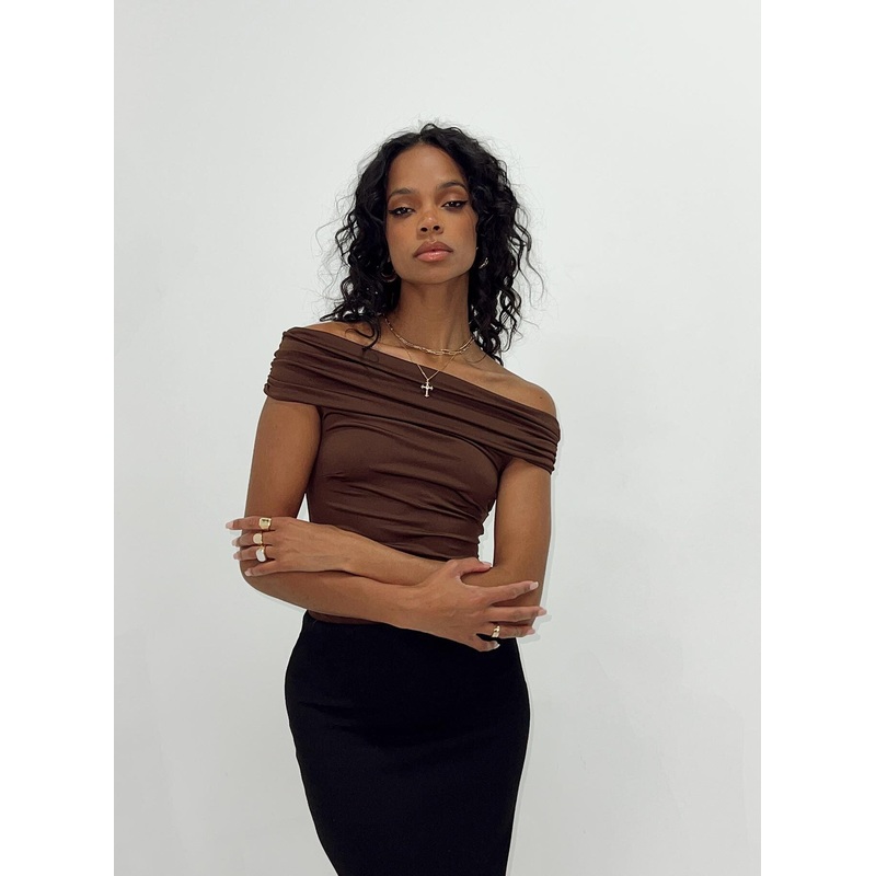 Stocklin Off Shoulder Bodysuit Chocolate