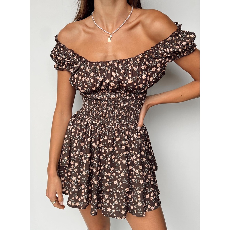 The Love Galore Romper Brown Floral