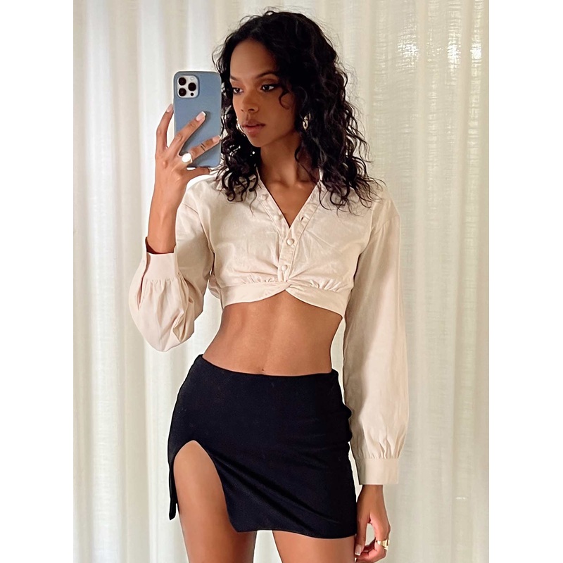 Zaxton Long Sleeve Top Beige