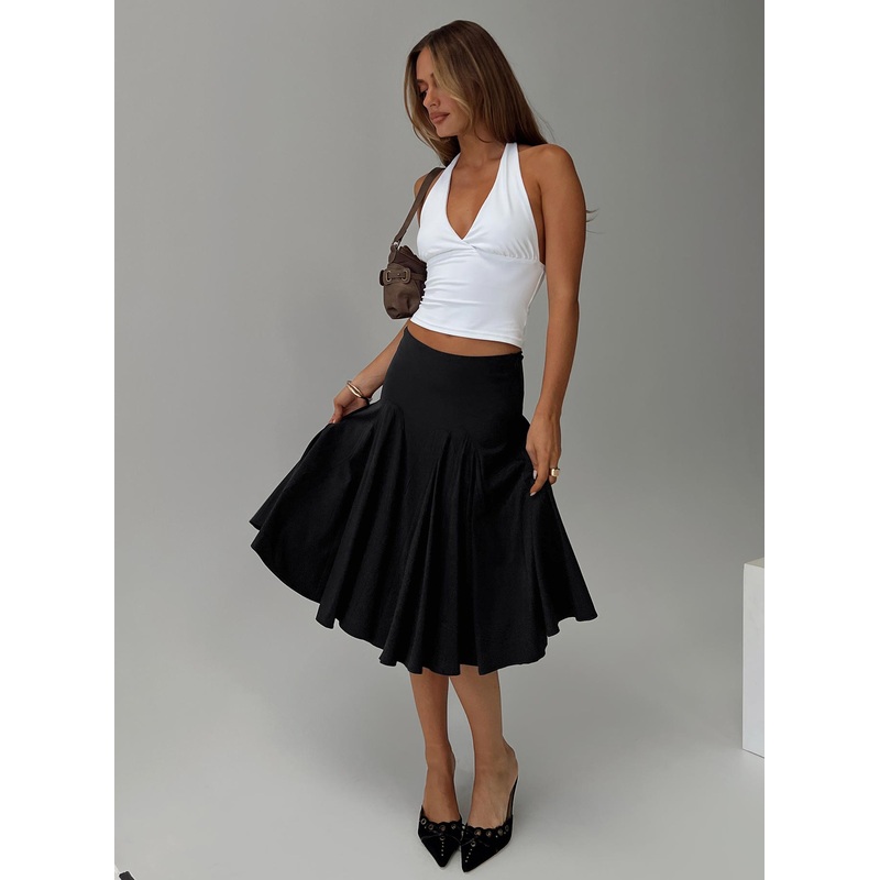 Agnette Low Rise Midi Skirt Black