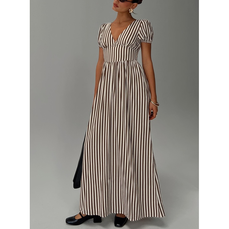 Collyns Maxi Dress Beige Pinstripe