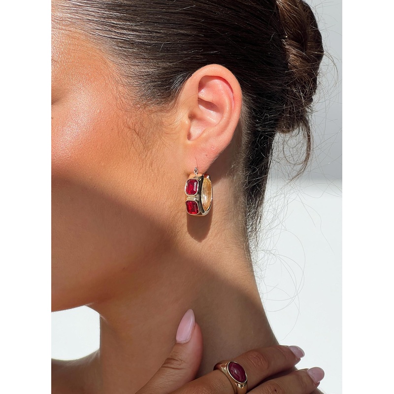 Gabrianna Hoop Earrings Gold / Red