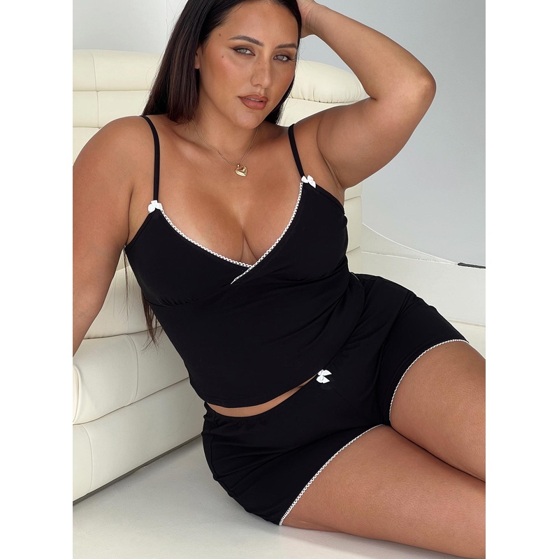 Lullabies Jersey Cami Top Black Curve