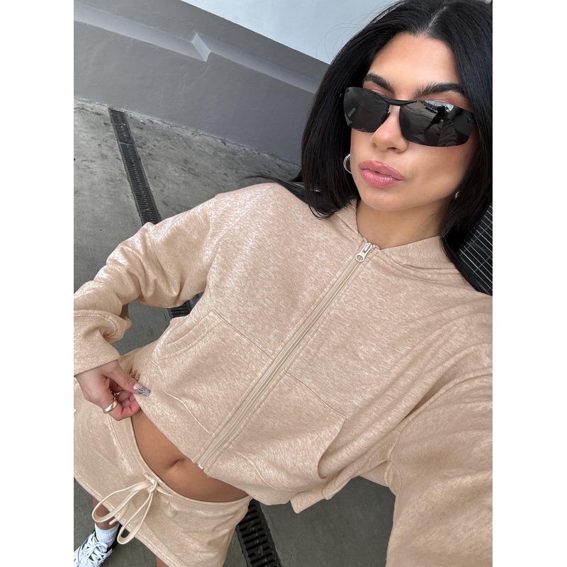 Revive Zip Through Hoodie Oat Marle
