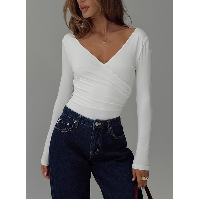 Right Here Cross Detail Bodysuit White