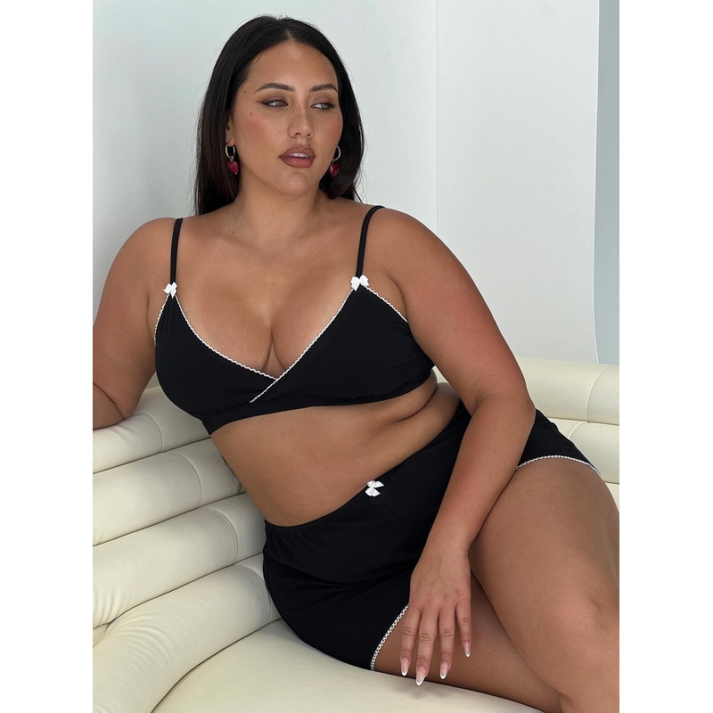 Slumber Jersey Sleep Bralette Black Curve