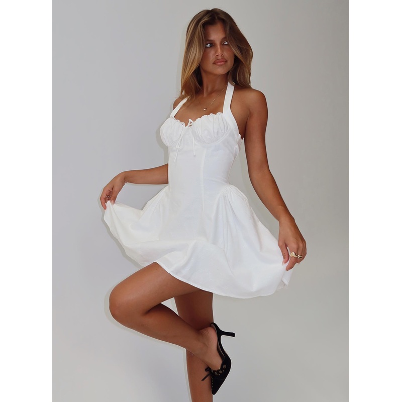 Sweet Words Halter Mini Dress White